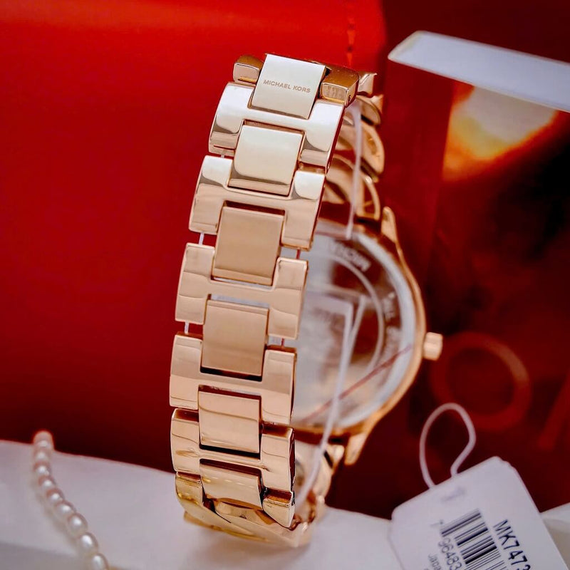 Michael Kors Runway Three-Hand Silver Dial Rose Gold Steel Strap Watch for Women - MK7473 Buy Now By Michael Kors