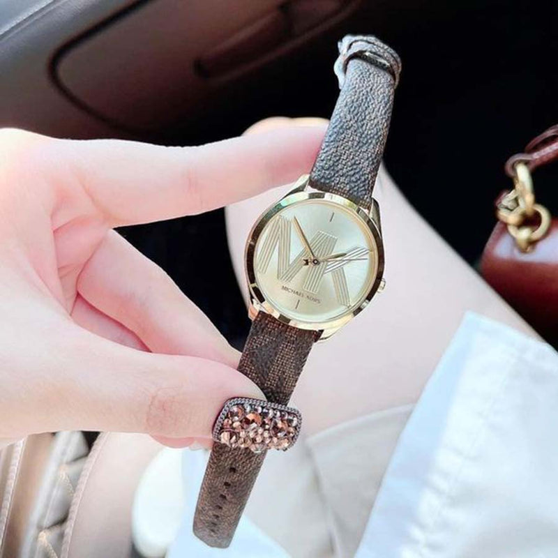 Michael Kors Jaycie Three Hand Gold Dial Brown Leather Strap Watch for Women - MK2862 Buy Now By Michael Kors