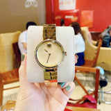 Shop Movado Edge Gold Dial Gold Steel Strap Watch for Women - 3680014 in USA