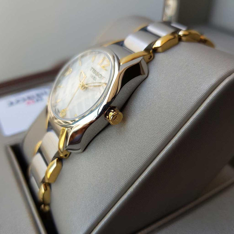 Tissot T Wave Mother of Pearl Dial Two Tone Steel Strap Watch for Women - T023.210.22.117.00 Buy Now By Tissot