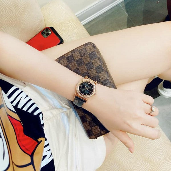 Versace V-Motif Vintage Logo Black Dial Black Leather Strap Watch for Women - VERE00818 Buy Now By Versace