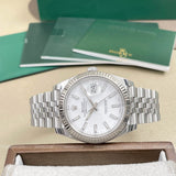 Shop Rolex Datejust 41 White Dial Silver Jubilee Bracelet Watch for Men - M126334-0010 in USA