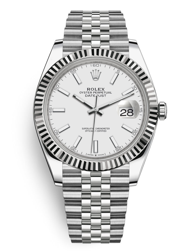 Shop Rolex Datejust 41 White Dial Silver Jubilee Bracelet Watch for Men - M126334-0010 in USA