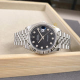 Shop Rolex Datejust 41 Oyster Diamonds Black Dial Oystersteel & White Gold Strap Watch for Men - M126334-0012 in USA