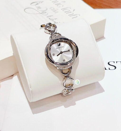 Shop Swarovski Crystal Flower Silver Dial Silver Steel Strap Watch for Women - 5547622 in USA