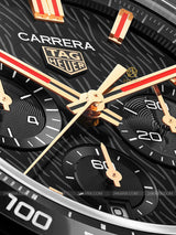 Tag Heuer Carrera Year of The Rabbit Automatic Chronograph Black Dial Black Leather Strap Watch for Men - CBN2A1L.FC6521 Buy Now By Tag Heuer