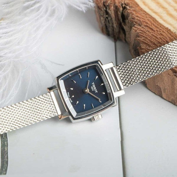 Shop Tissot Lovely Square Blue Dial Silver Mesh Bracelet Watch For Women - T058.109.11.041.00 in USA