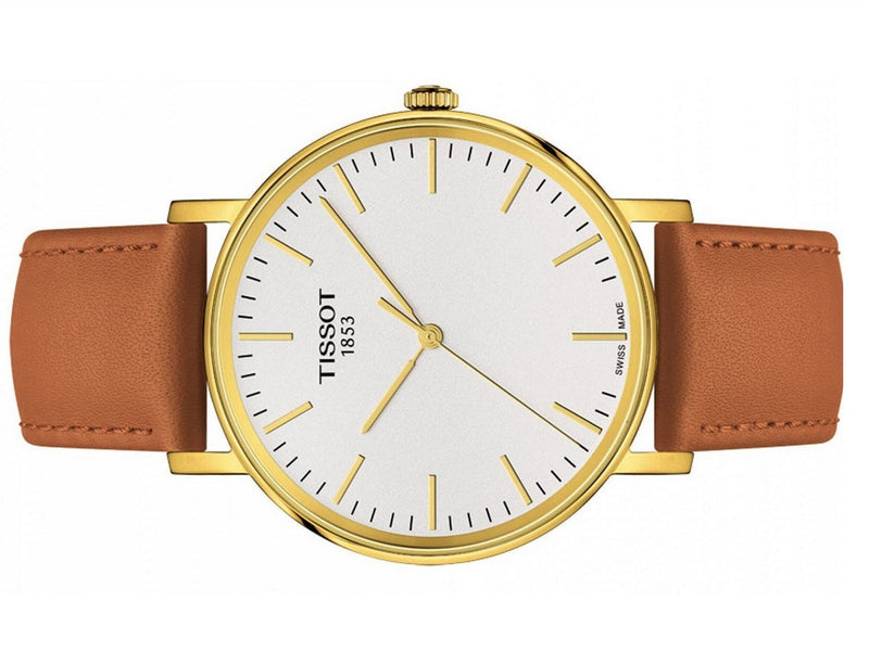 Tissot T Classic Everytime White Dial Brown Leather Strap Watch For Men - T109.410.36.031.00 Buy Now By Tissot