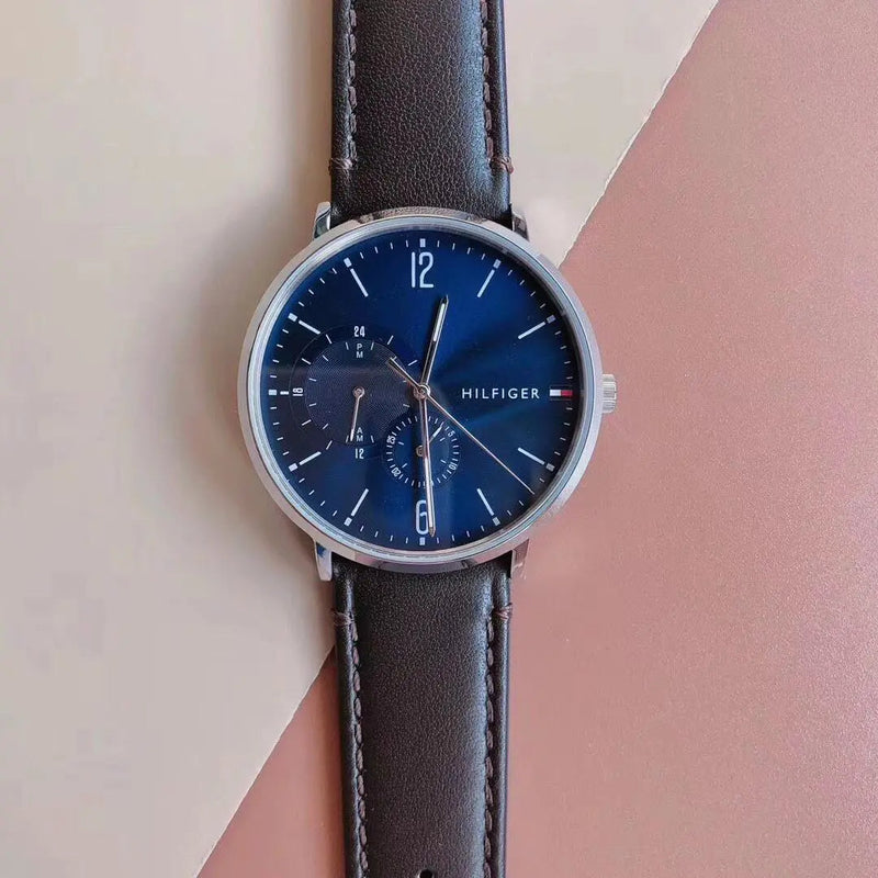 Tommy Hilfiger Cooper Blue Dial Brown Leather Strap Watch for Men - 1791508 Buy Now By Tommy Hilfiger