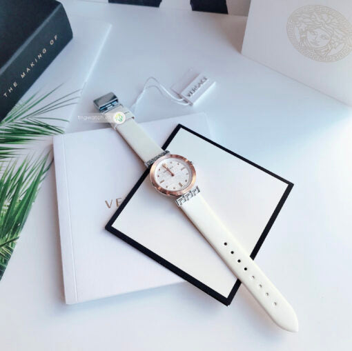 Versace Greca White Dial White Leather Strap Watch for Women - VELW00120