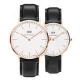 Daniel Wellington Classic Sheffield White Dial Black Leather Strap Watch For Men - DW00100007