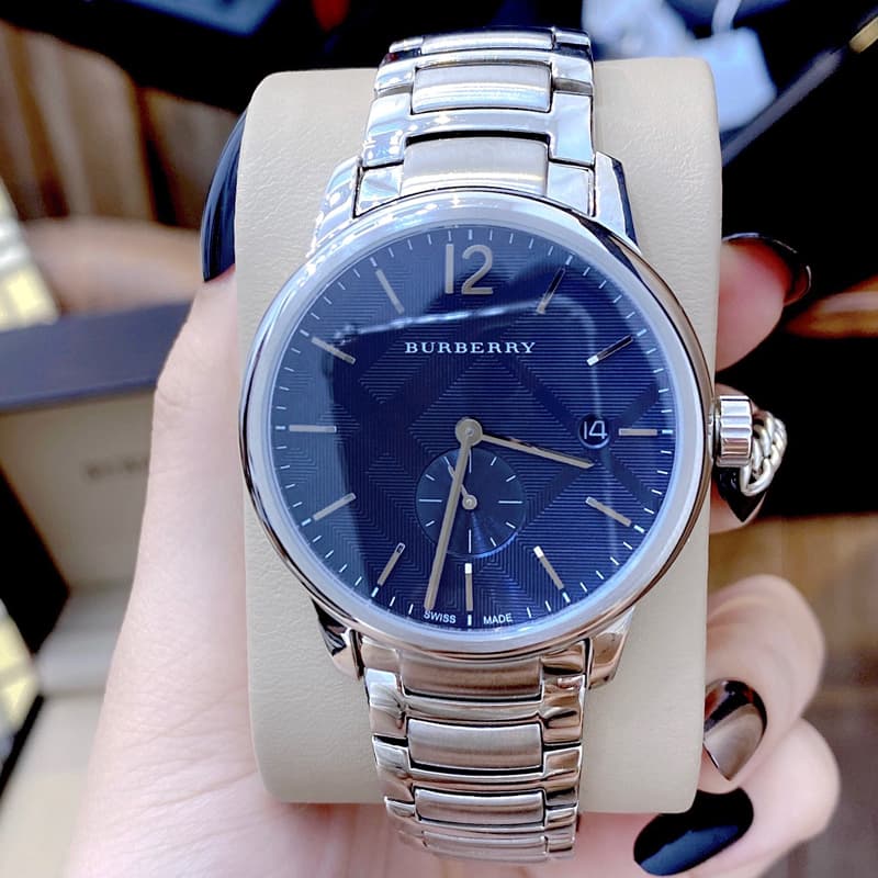 Shop Burberry The Classic Blue Dial Silver Steel Strap Watch for Men - BU10007 in USA