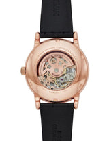 Emporio Armani Meccanico Skeleton Silver Dial Black Leather Strap Watch For Men - AR60031 Buy Now By Emporio Armani