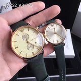 Emporio Armani Retro Champagne Beige Dial Green Leather Strap Watch For Women - AR1726 Buy Now By Emporio Armani