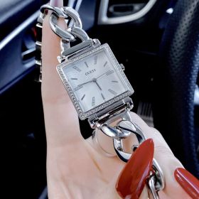 Shop Guess Vanity Diamonds White Dial Silver Steel Strap Watch for Women - W1030L1 in USA