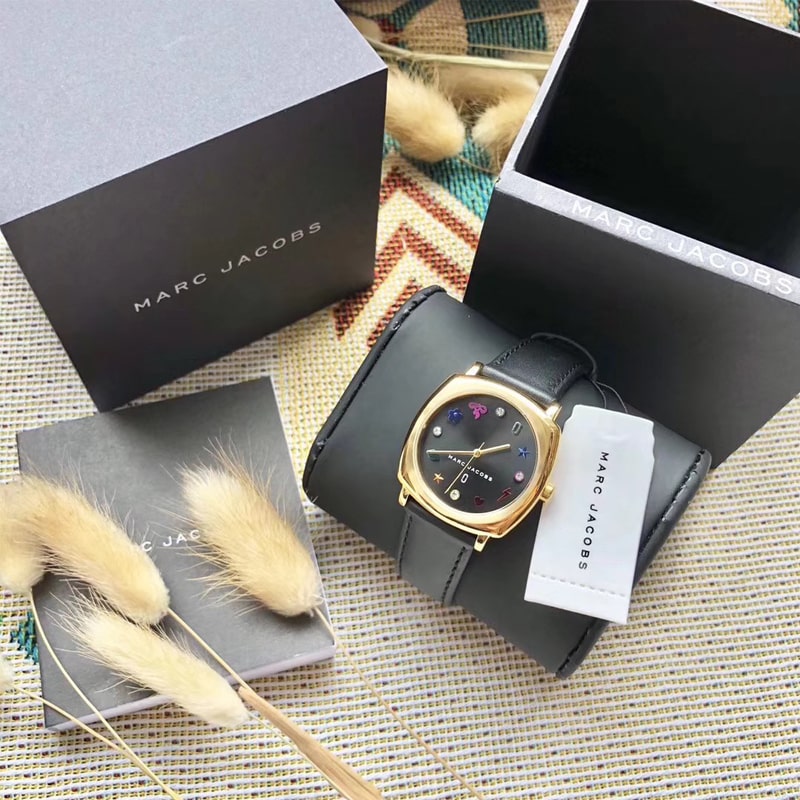 Marc Jacobs Mandy Black Dial Black Leather Strap Watch for Women - MJ1597 Buy Now By Marc Jacobs