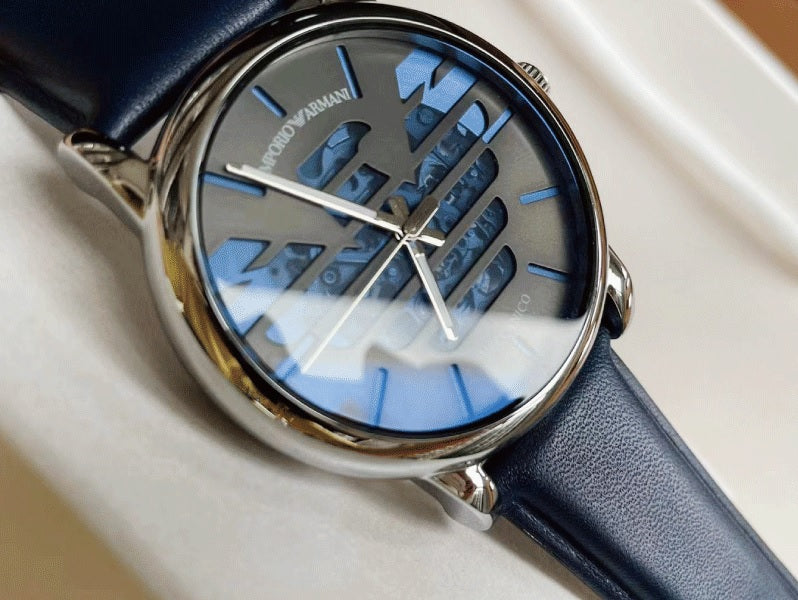 Emporio Armani Luigi Automatic Blue Dial Blue Leather Strap Watch For Men - AR60030 Buy Now By Emporio Armani