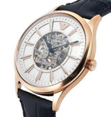 Emporio Armani Meccanico Automatic White Dial Blue Leather Strap Watch For Men - AR1947 Buy Now By Emporio Armani