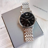 Emporio Armani Kappa Black Dial Silver Steel Strap Watch For Men - AR11152 Buy Now By Emporio Armani