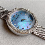 Emporio Armani Rosa Diamonds Mother of Pearl Blue Dial Silver Mesh Bracelet Watch For Women - AR11380 Buy Now By Emporio Armani