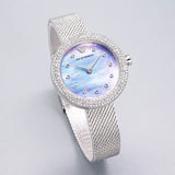 Emporio Armani Rosa Diamonds Mother of Pearl Blue Dial Silver Mesh Bracelet Watch For Women - AR11380 Buy Now By Emporio Armani
