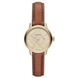 Shop Burberry The Classic Champagne Gold Dial Brown Leather Strap Watch for Women - BU10101 in USA