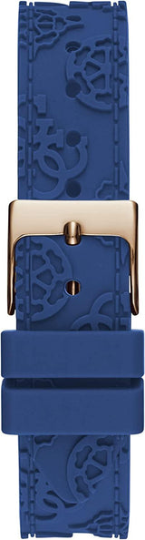 Guess Crown Jewel Diamonds White Dial Blue Rubber Strap Watch for Women - GW0411L2 Buy Now By Guess