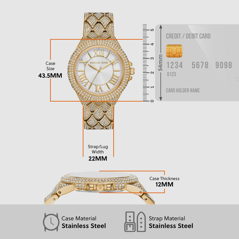 Shop Michael Kors Camille Three-Hand Crystals White Dial Gold Steel Strap Watch for Women - MK4800 in USA