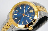 Versace Hellenyium Quartz Blue Dial Two Tone Steel Strap Watch For Men - VEVK00520