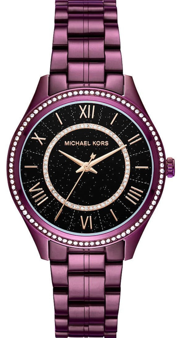 Shop Michael Kors Lauryn Black Dial Purple Steel Strap Watch for Women - MK3724 in USA