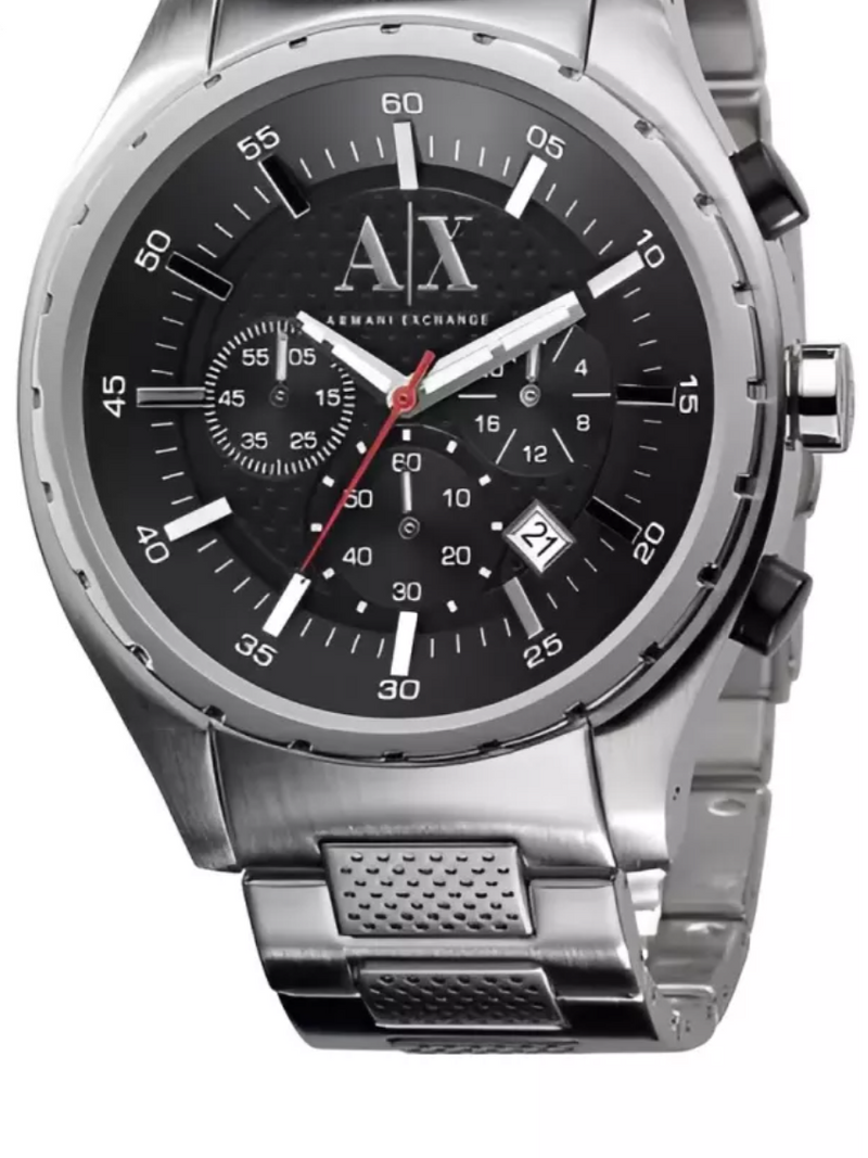 Armani Exchange Miami Chronograph Black Dial Silver Steel Strap Watch For Men - AX1057 Buy Now By Armani Exchange