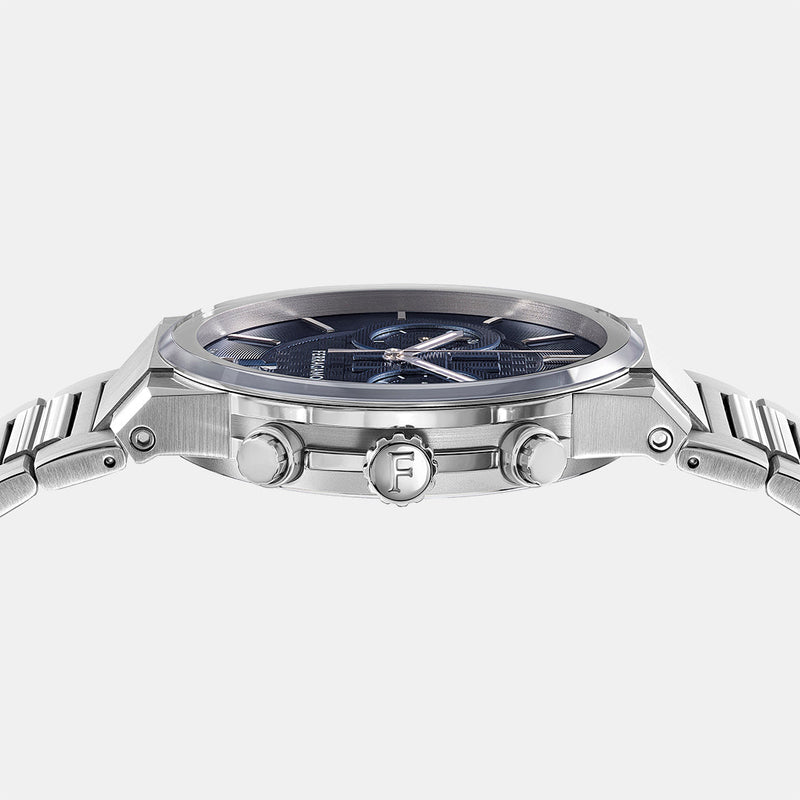 Shop Salvatore Ferragamo Sapphire Chrono Blue Dial Silver Steel Strap Watch for Men - SFME01123 in USA