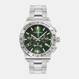 Shop Salvatore Ferragamo 1927 Chrono Green Dial Silver Steel Strap Watch for Men - SFKZ00423 in USA