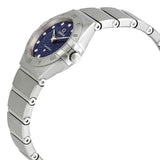 Shop Omega Constellation Manhattan Quartz Diamonds Blue Dial Silver Steel Strap Watch for Women - 131.10.25.60.53.001 in USA
