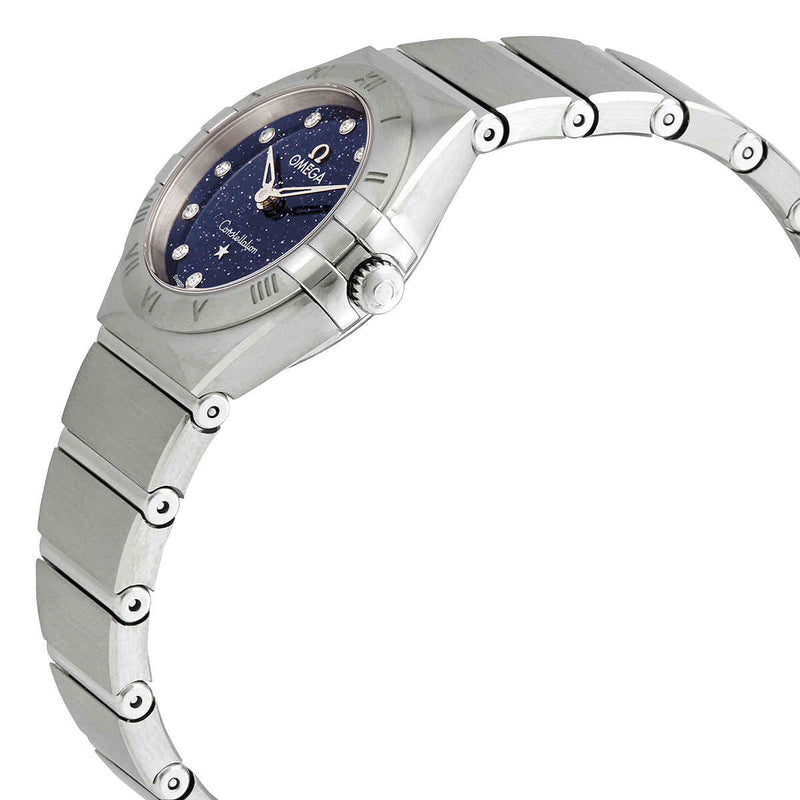 Shop Omega Constellation Manhattan Quartz Diamonds Blue Dial Silver Steel Strap Watch for Women - 131.10.25.60.53.001 in USA
