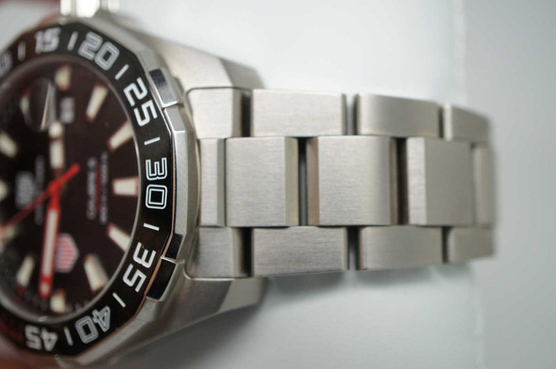 Shop Tag Heuer Aquaracer Automatic Match Timer Black Dial Silver Steel Strap Watch for Men - WAY201G.BA0927 in USA