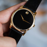 Movado Museum Black Dial Black Leather Strap Watch For Men - 0607014 Buy Now By Movado