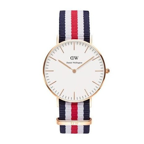 Shop Daniel Wellington Classic Canterbury White Dial Two Tone NATO Strap Watch For Women - DW00100030 in USA
