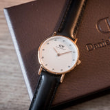 Daniel Wellington Classy Sheffield White Dial Black Leather Strap Watch For Women - DW00100060 Buy Now By Daniel Wellington