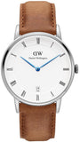 Daniel Wellington Dapper Durham Analog White Dial Brown Leather Strap Watch For Women - DW00100114