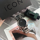 Daniel Wellington Iconic Link Black Dial Silver Steel Strap Watch For Women - DW00100206 Buy Now By Daniel Wellington