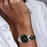 Daniel Wellington Iconic Link Black Dial Silver Steel Strap Watch For Women - DW00100208 Buy Now By Daniel Wellington