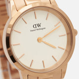 Daniel Wellington Iconic Link White Dial Rose Gold Steel Strap Watch For Women - DW00100209