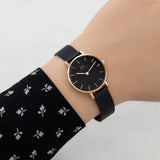 Daniel Wellington Petite Ashfield Black Dial Black Mesh Strap Watch For Women - DW00100245