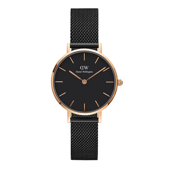 Daniel Wellington Petite Ashfield Black Dial Black Mesh Strap Watch For Women - DW00100245 Buy Now By Daniel Wellington
