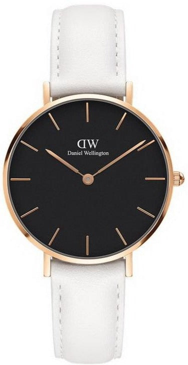 Daniel Wellington Classic Petite Bondi Black Dial White Leather Strap Watch For Women - DW00100283 Buy Now By Daniel Wellington