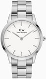 Daniel Wellington Iconic White Dial Silver Steel Strap Watch For Men - DW00100341