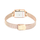 Daniel Wellington Quadro Melrose Black Dial Rose Gold Mesh Bracelet Watch For Women - DW00100432