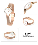 Shop Daniel Wellington Petite Pressed Melrose White Dial Gold Mesh Bracelet Watch For Women - DW00100447 in USA