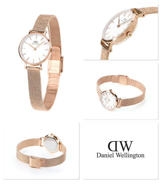 Shop Daniel Wellington Petite Pressed Melrose White Dial Gold Mesh Bracelet Watch For Women - DW00100447 in USA